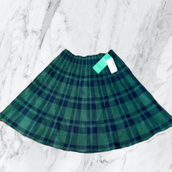 small Lenzing Ecovero Twik plaid skirt - Green - Picture 1 of 2